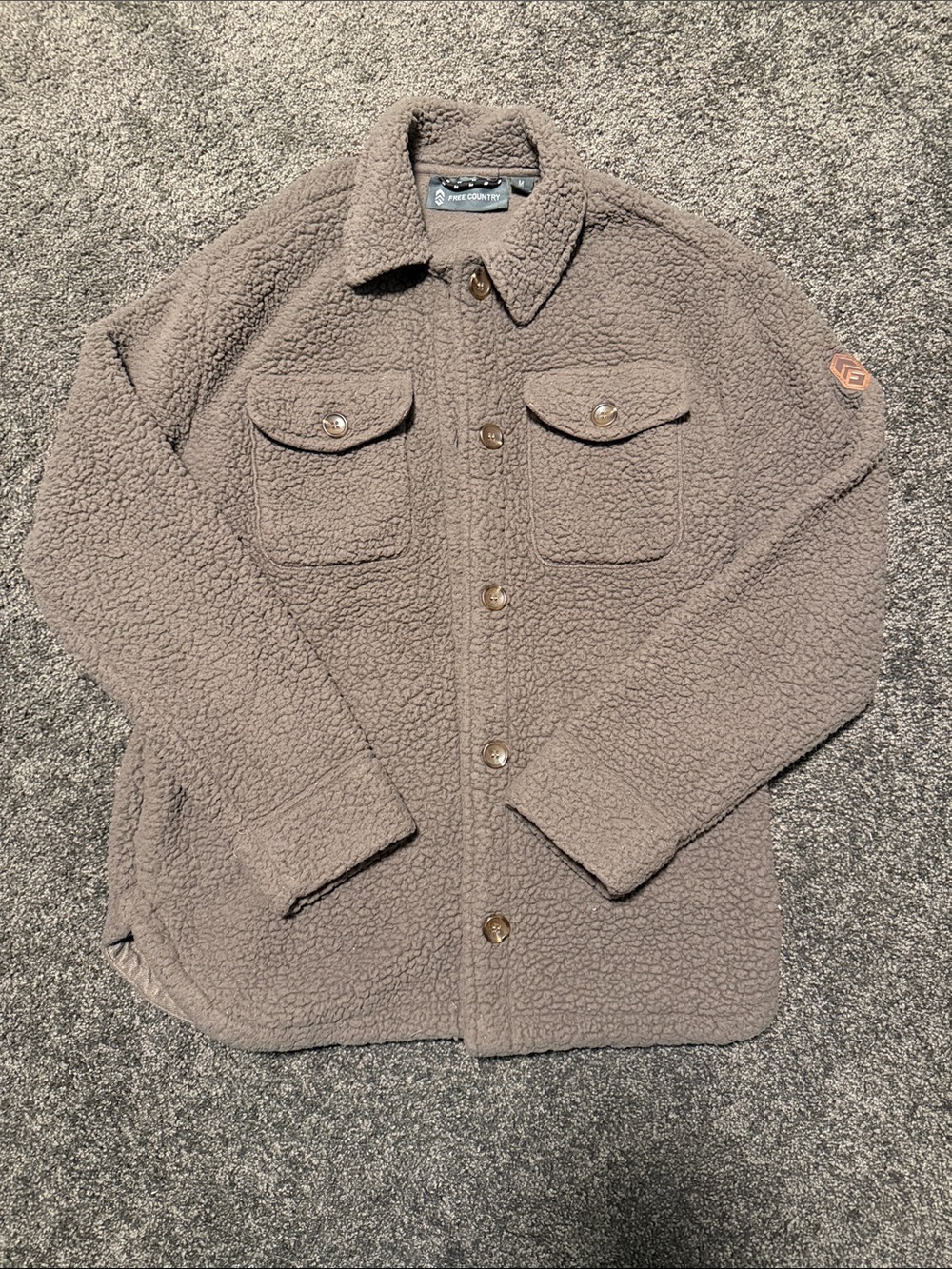 Free Country Women‘s Taupe Sherpa Button-Up Jacket